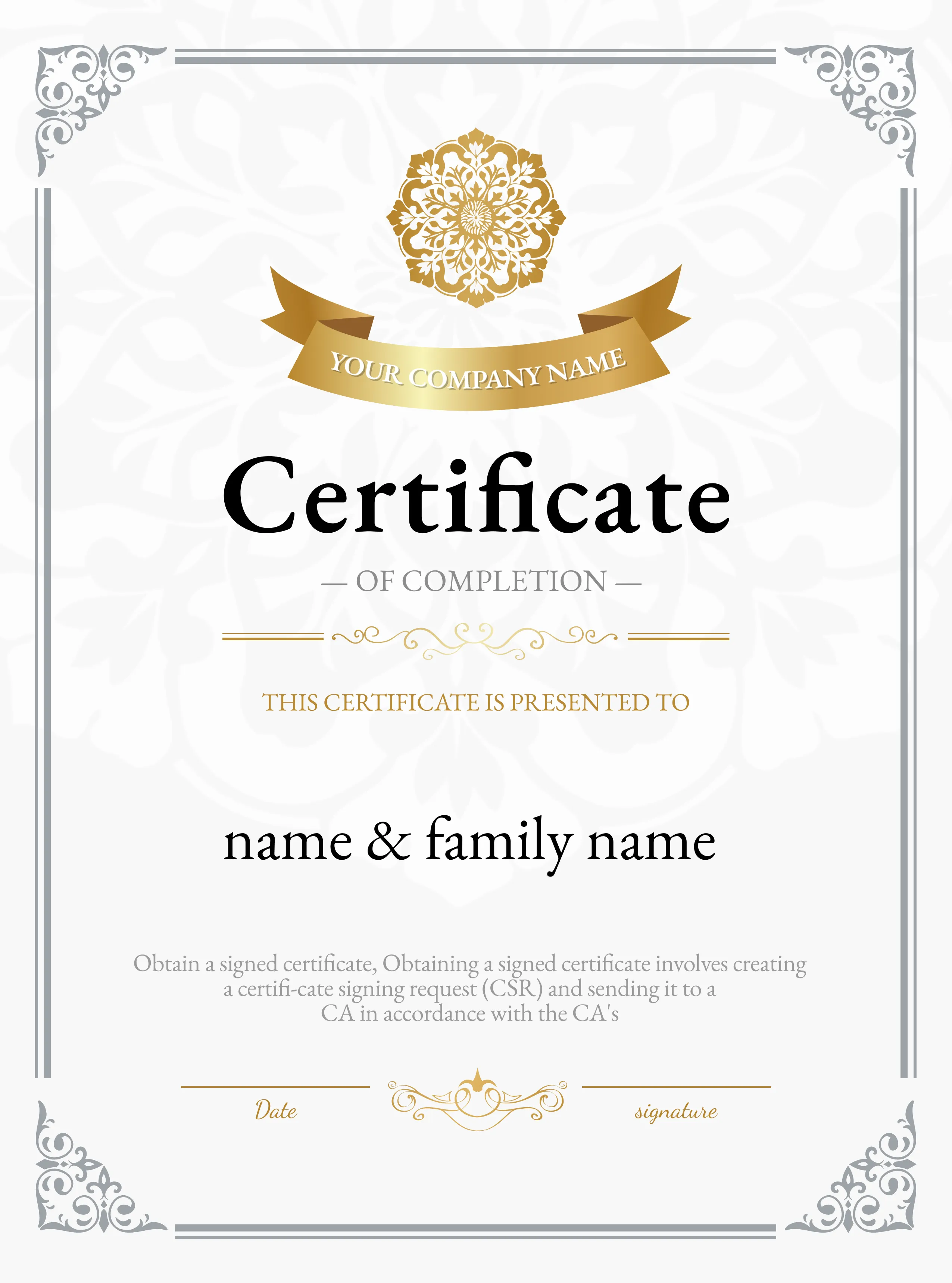 Kurslar ve eğitimler için tamamlama sertifikası şablonu