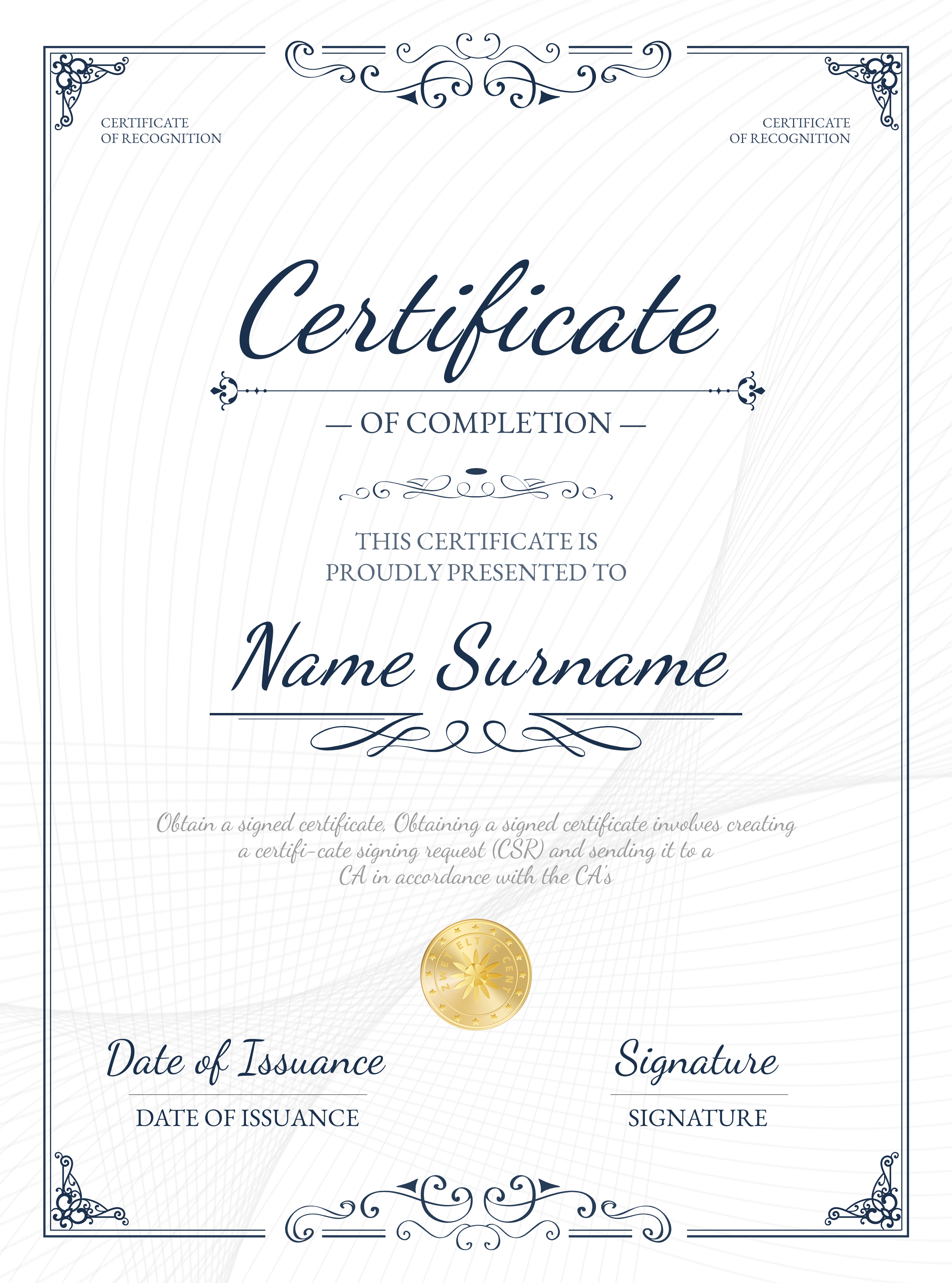 Professional Completion Certificate
